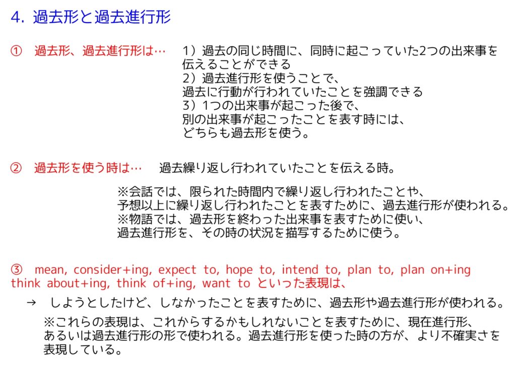 過去形と過去進行形のまとめ画像